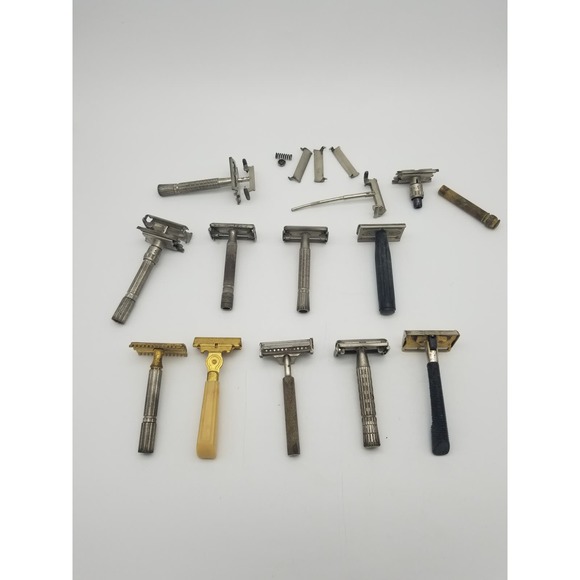 Lot of Vintage Safety Razors & Parts Schick Ever Sharp Clix Gillette & More mens - Picture 1 of 7
